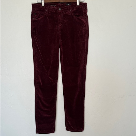 AG Adriano Goldschmied Stevie Slim Straight Ankle Velvet Pants Burgundy Size 28R - Picture 2 of 5